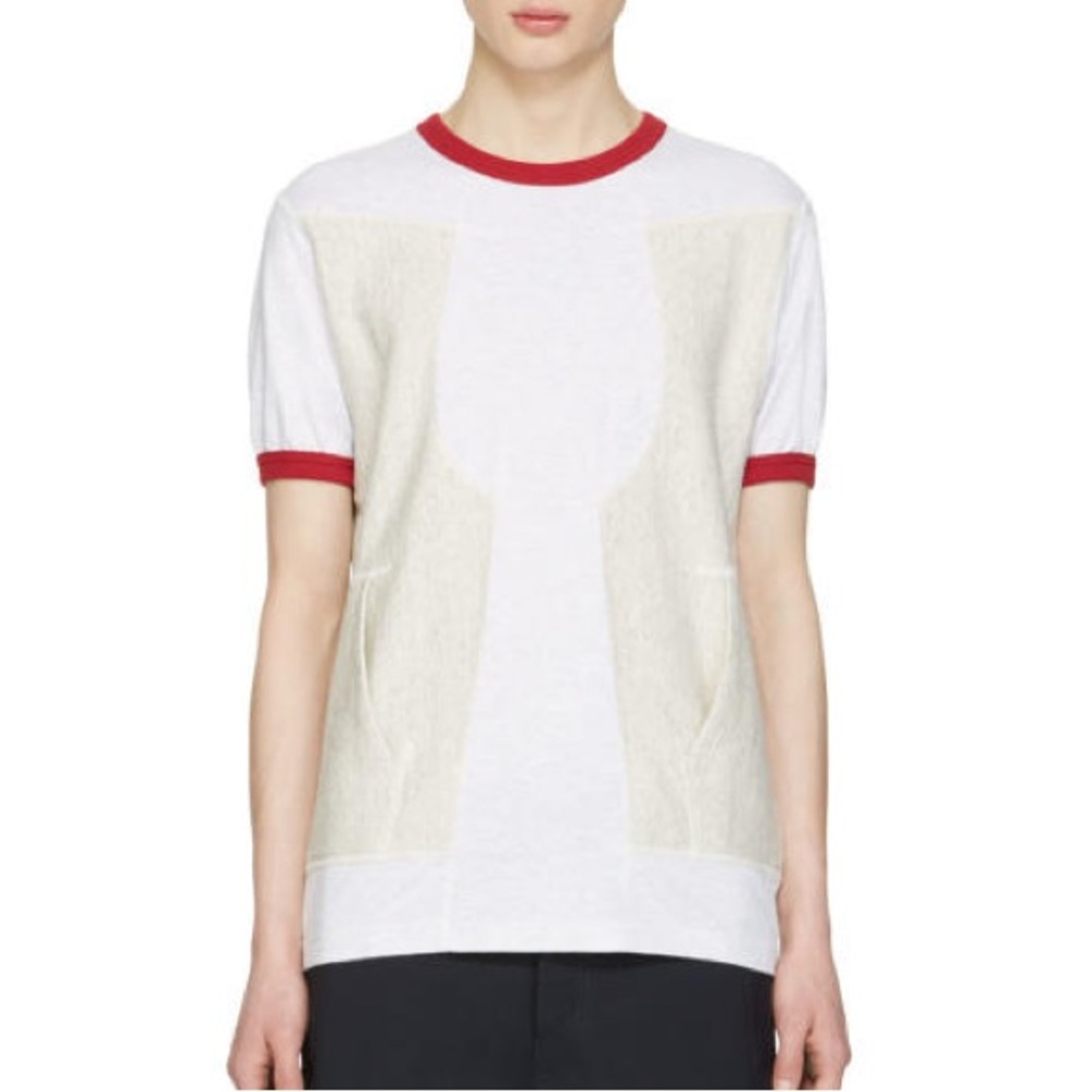 Ganryu Comme Des Garçons Ringer Sweatshirt Shirt Heathered Grey Mixed Media